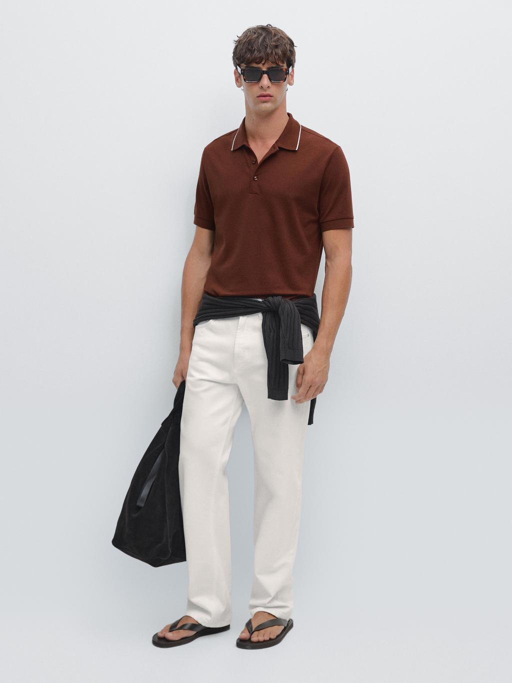 Short sleeve polo shirt with collar detail