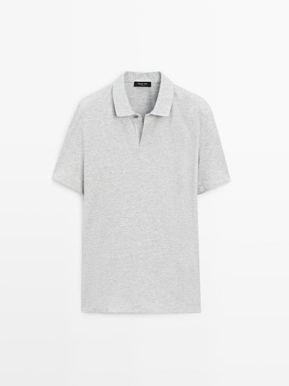 Short sleeve melange polo shirt
