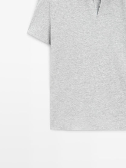 Short sleeve melange polo shirt