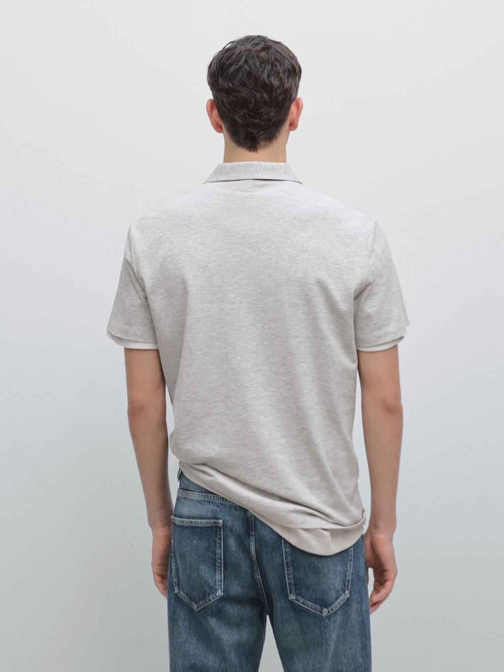 Short sleeve melange polo shirt