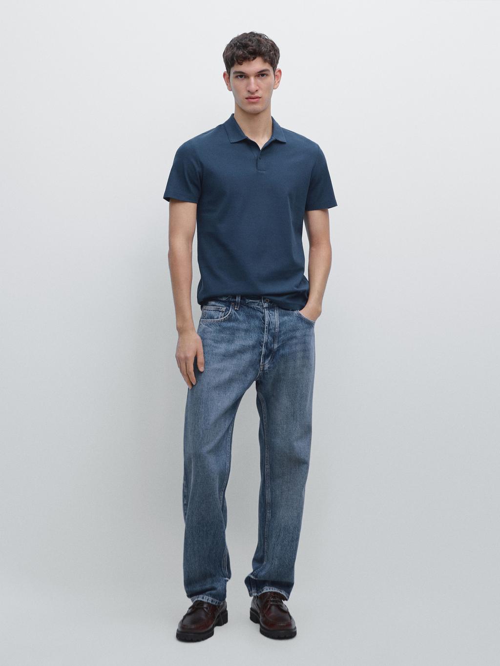 100% cotton textured knit polo shirt