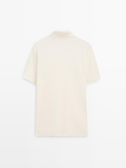 100% cotton textured knit polo shirt