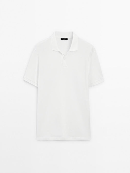 Micro textured pique cotton polo shirt