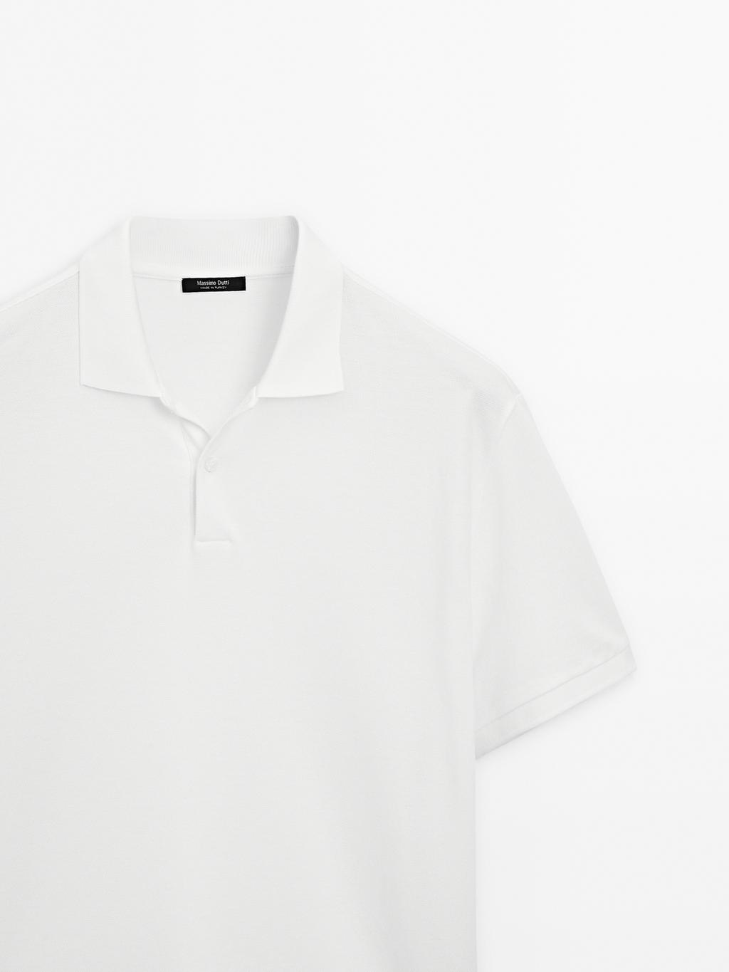 Micro textured pique cotton polo shirt