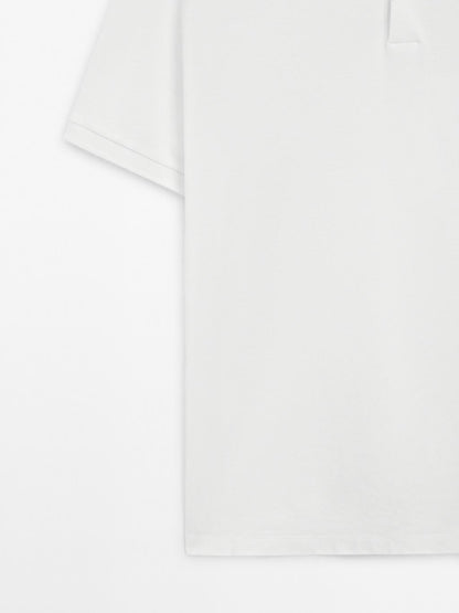 Micro textured pique cotton polo shirt