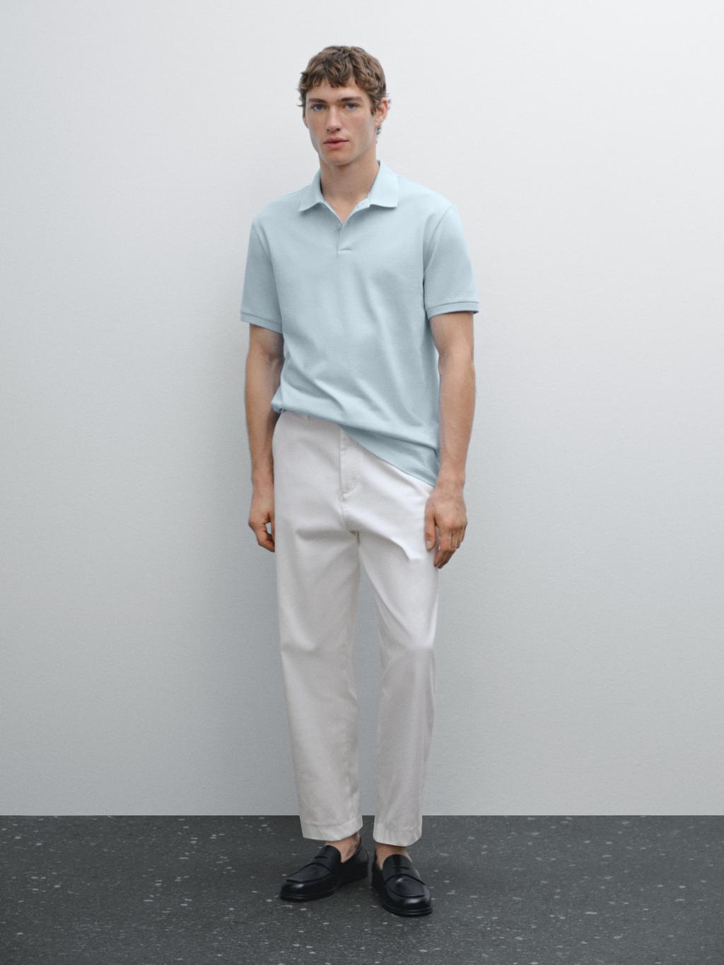 Micro textured pique cotton polo shirt