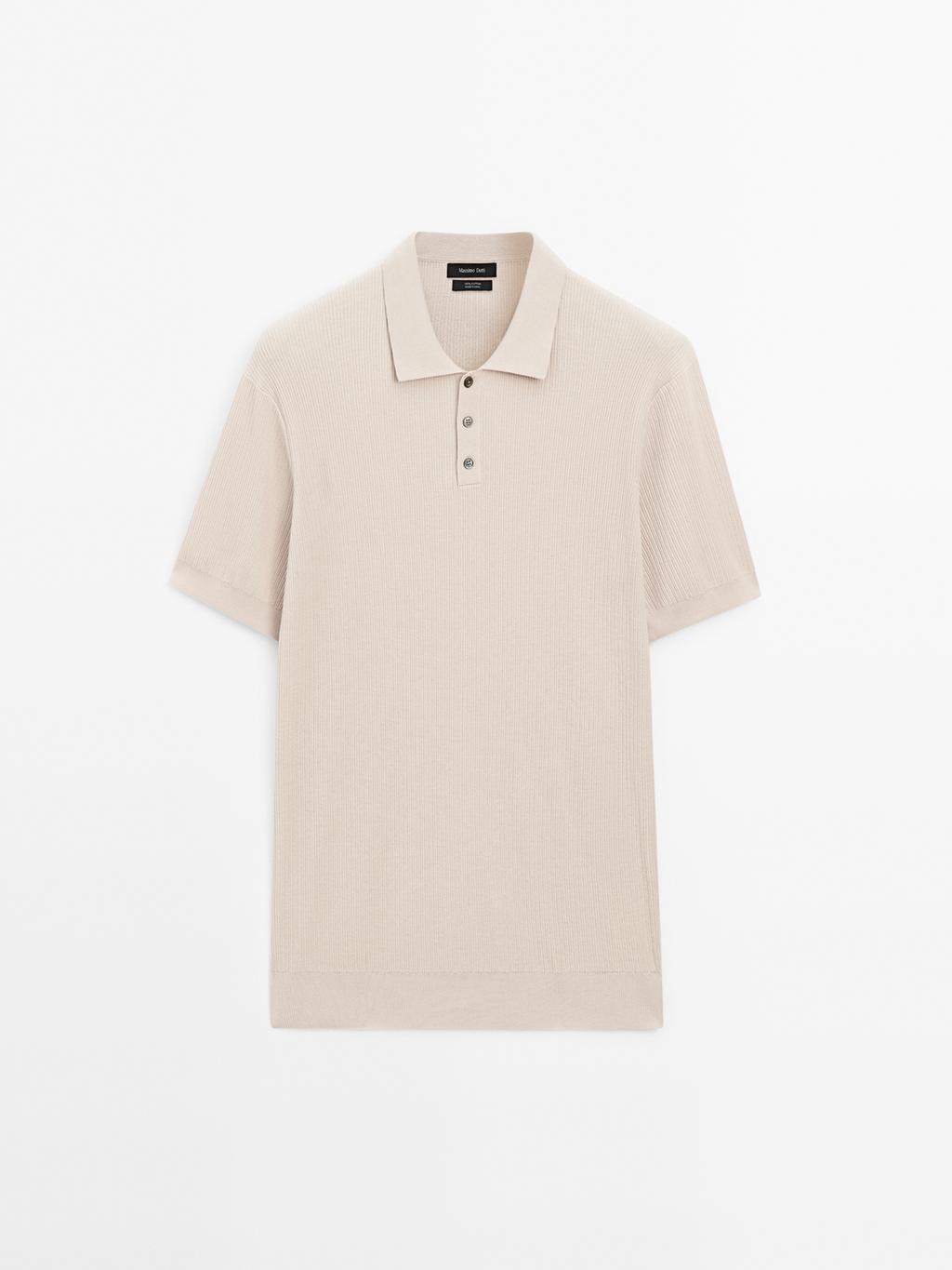 100% cotton ribbed knit polo shirt