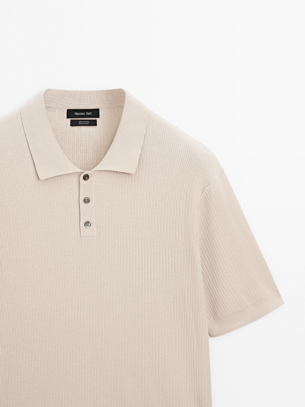 100% cotton ribbed knit polo shirt