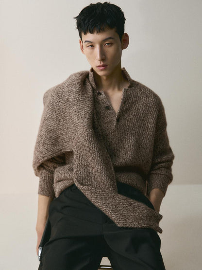 100% cashmere knit polo sweater