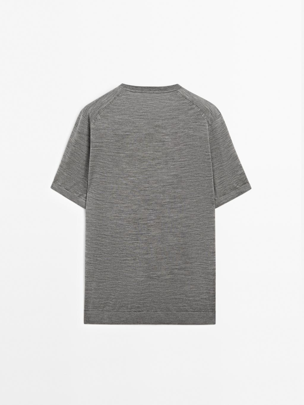 Short sleeve knit wool blend T-shirt