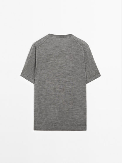 Short sleeve knit wool blend T-shirt