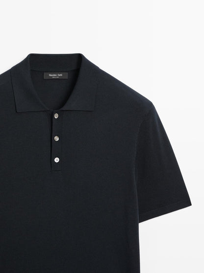 Cotton blend knit polo shirt