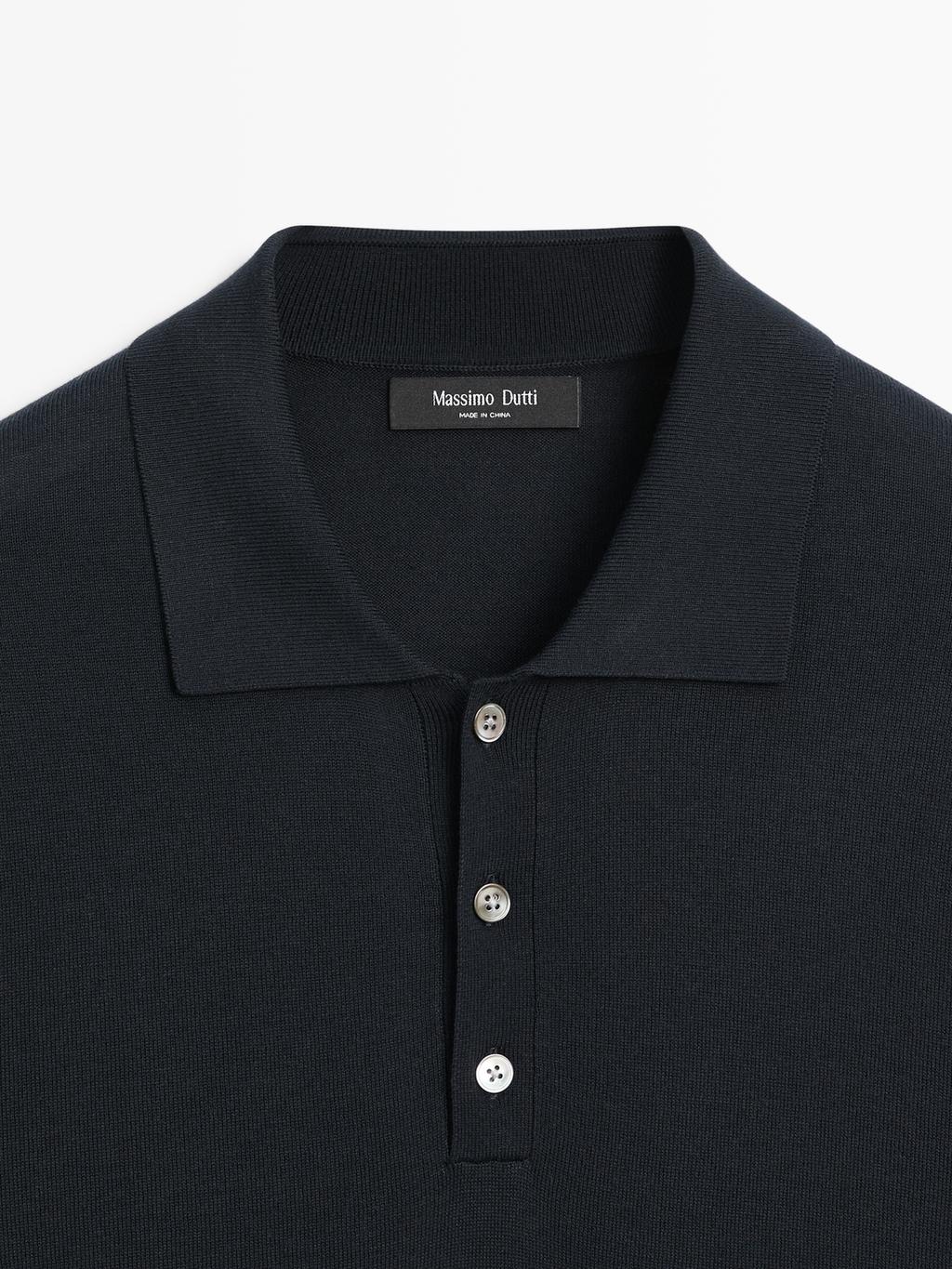 Cotton blend knit polo shirt