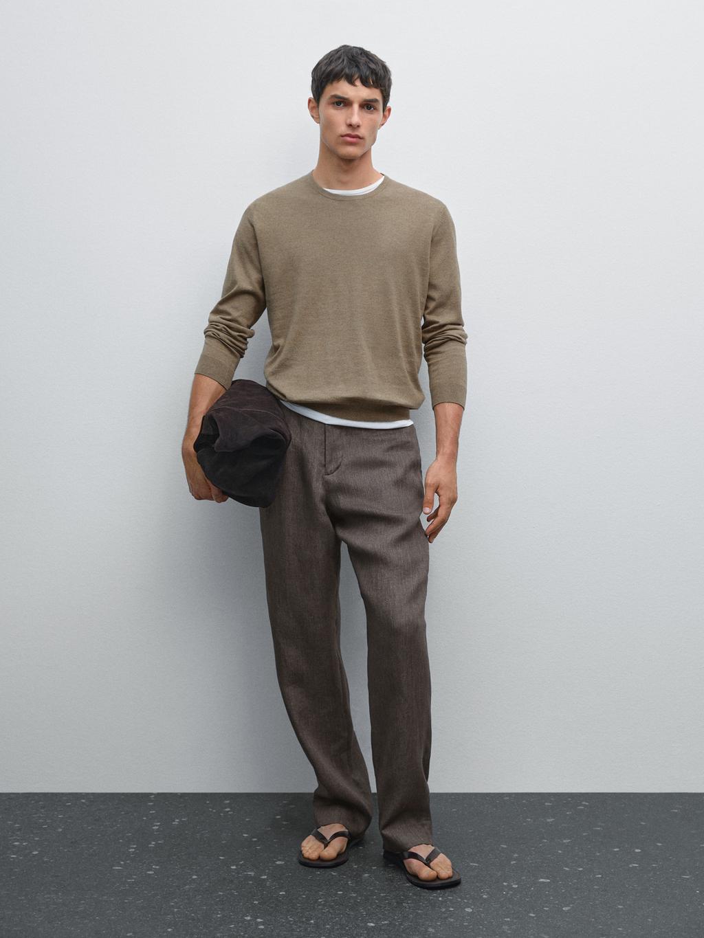 Long sleeve cotton knit sweater