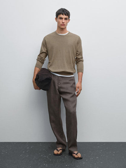 Long sleeve cotton knit sweater