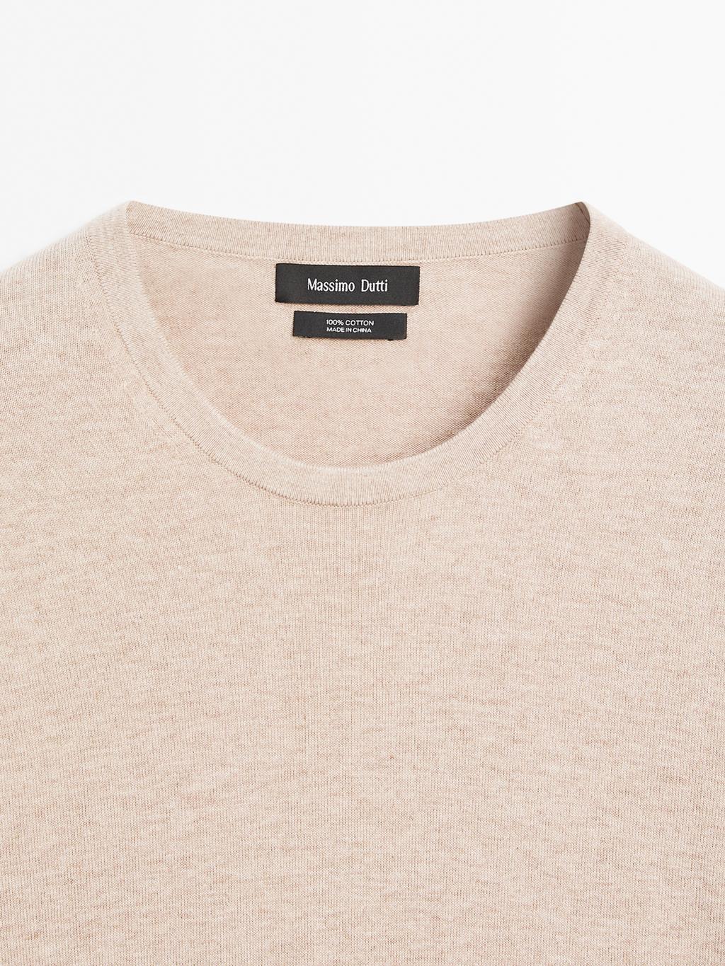 Long sleeve cotton knit sweater