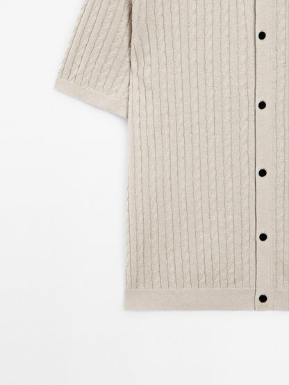 Cable-knit overshirt