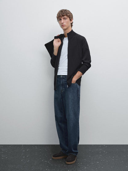 100% cotton zip cardigan