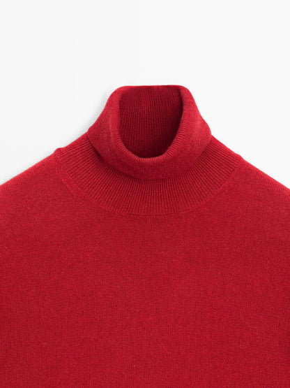 Knit wool and cashmere sweater with high neck - LIMITED