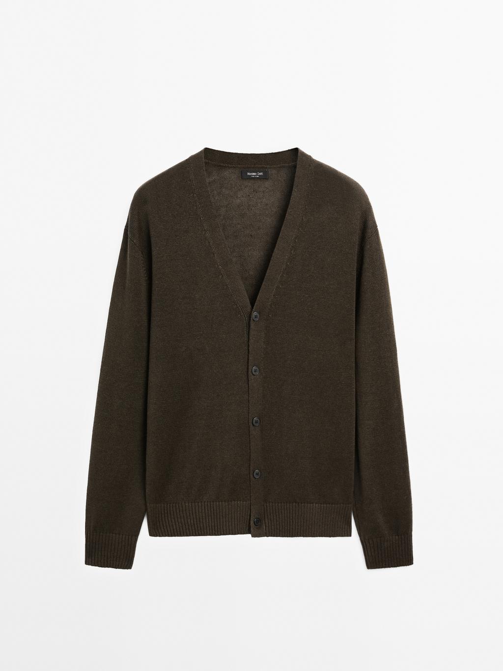 Knit linen blend cardigan