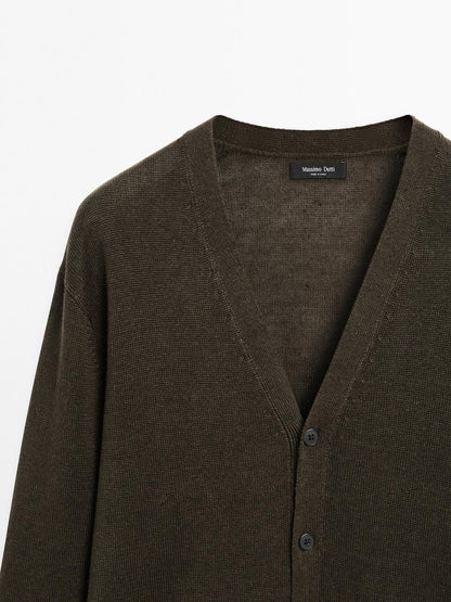 Knit linen blend cardigan