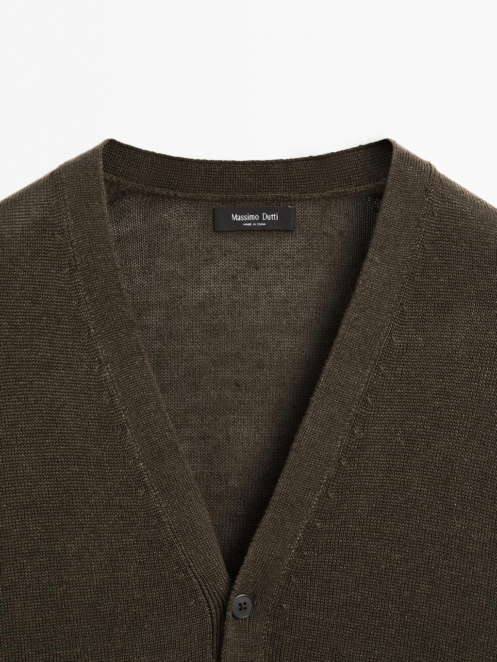 Knit linen blend cardigan