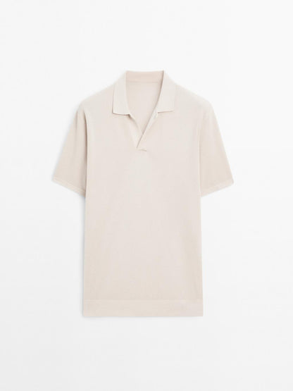 Knit V-neck polo shirt