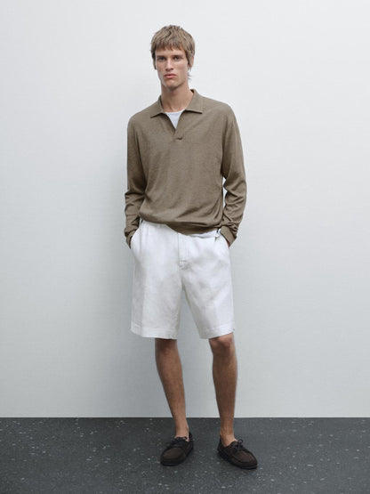 Knit sweater with a polo collar