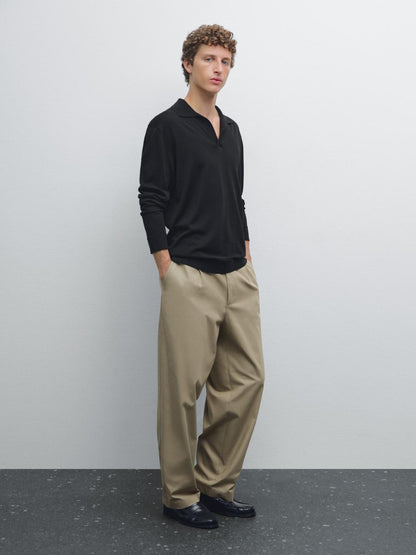 Knit sweater with a polo collar