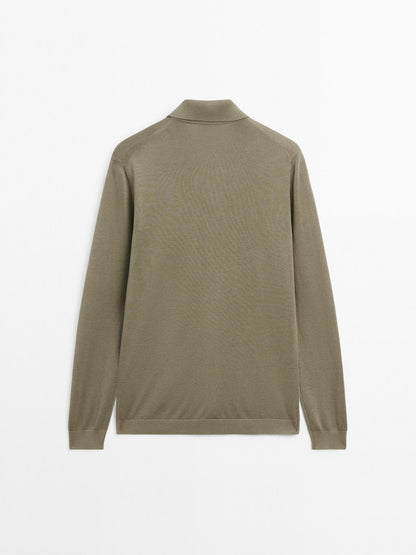 Cotton blend knit cardigan