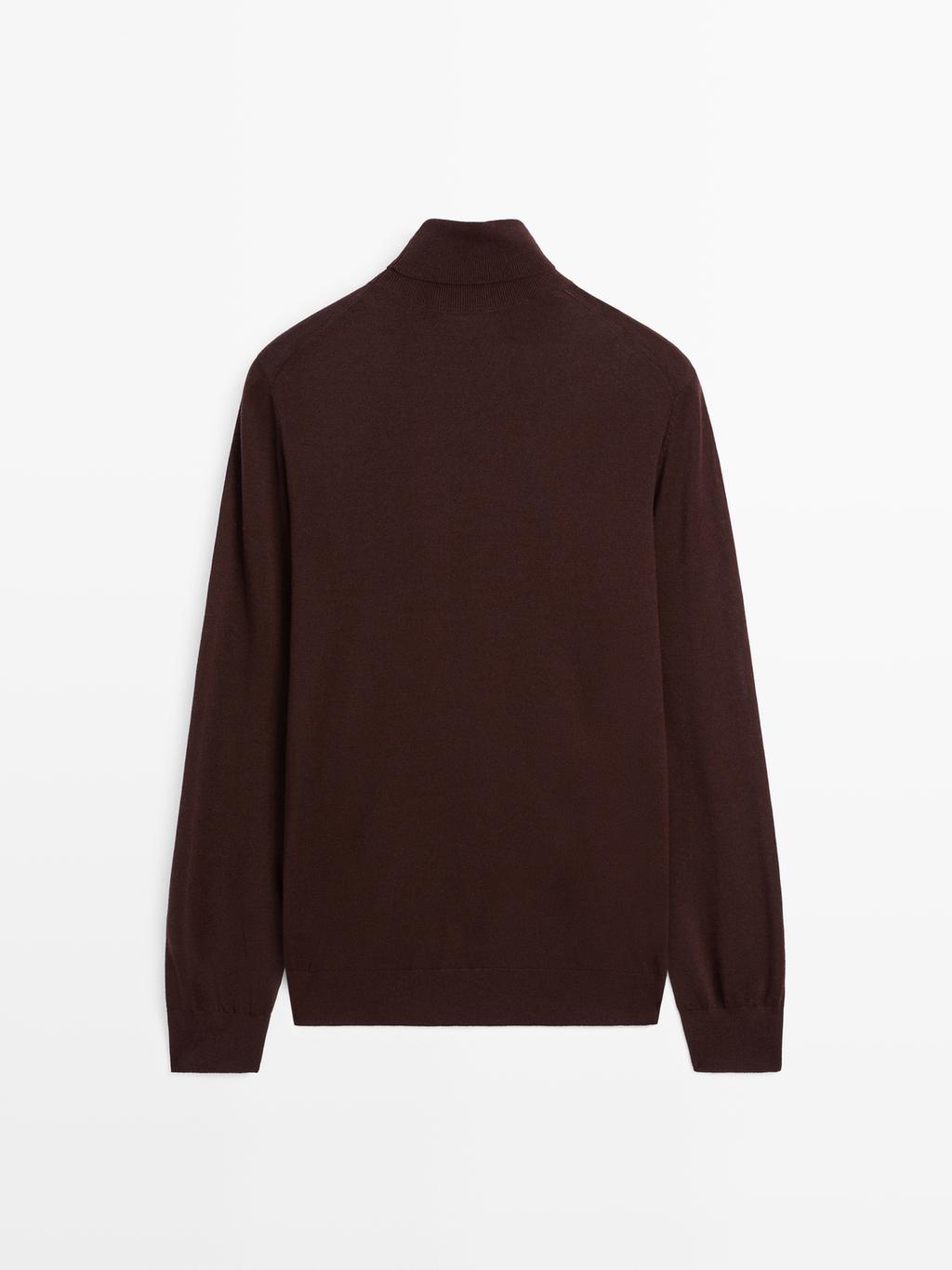 Wool blend high neck knit jumper