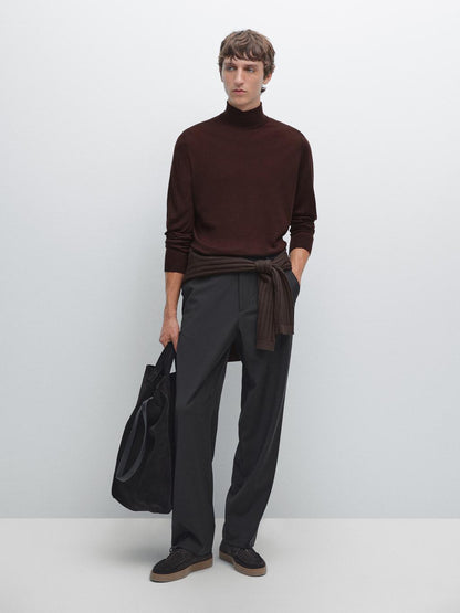 Wool blend high neck knit jumper