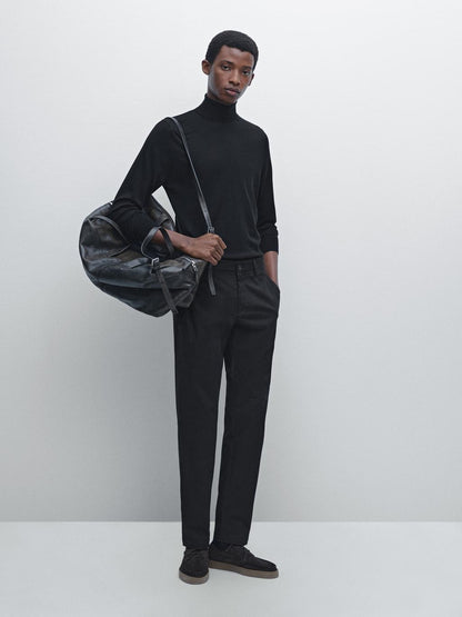 Wool blend high neck knit jumper