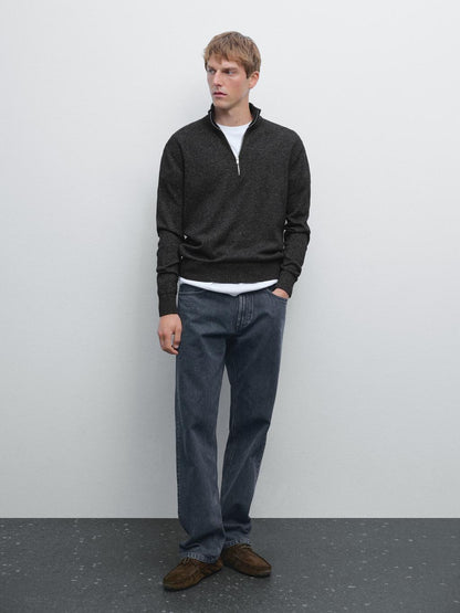 Mock neck knit sweater