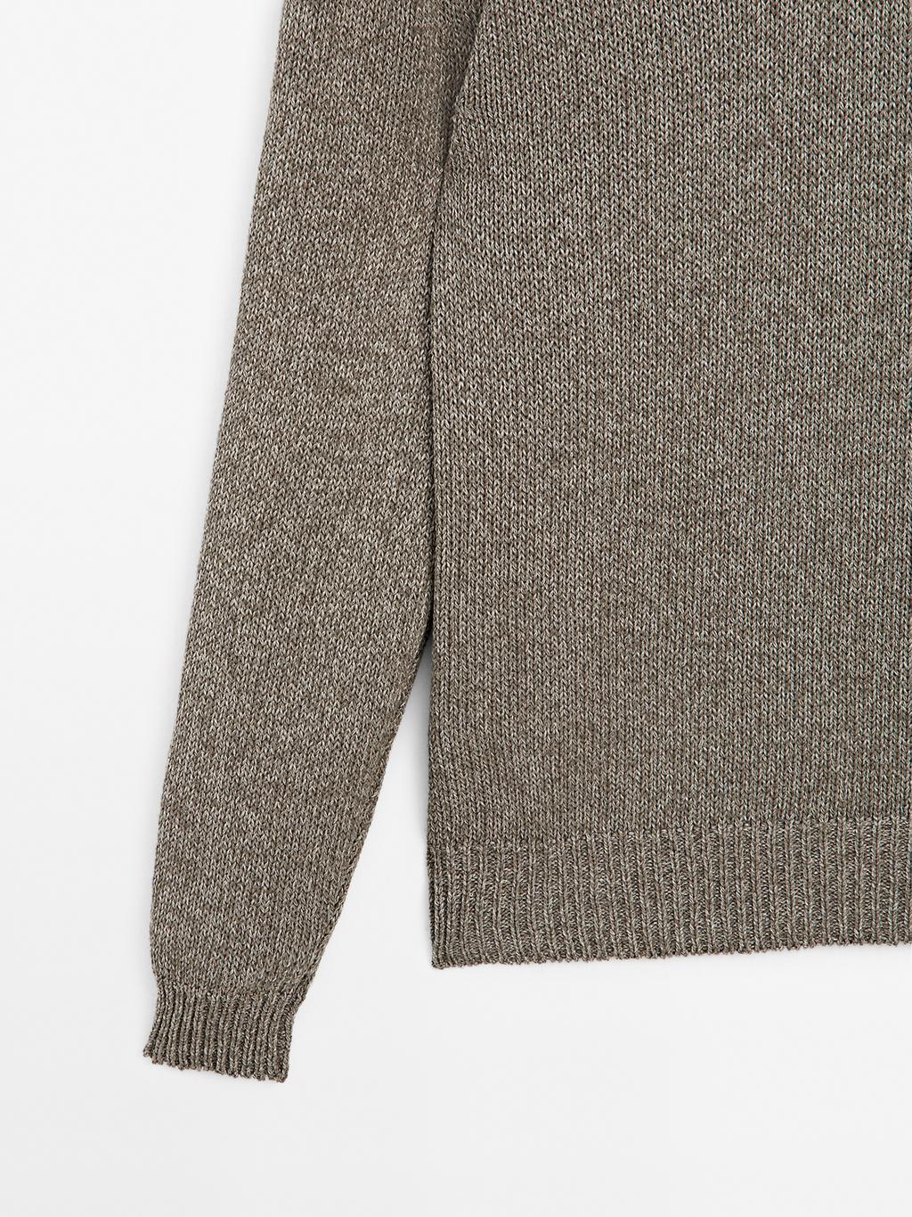 Melange knit V-neck sweater