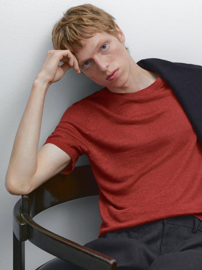 100% linen short sleeve knit T-shirt