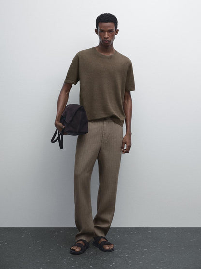 100% linen short sleeve knit T-shirt