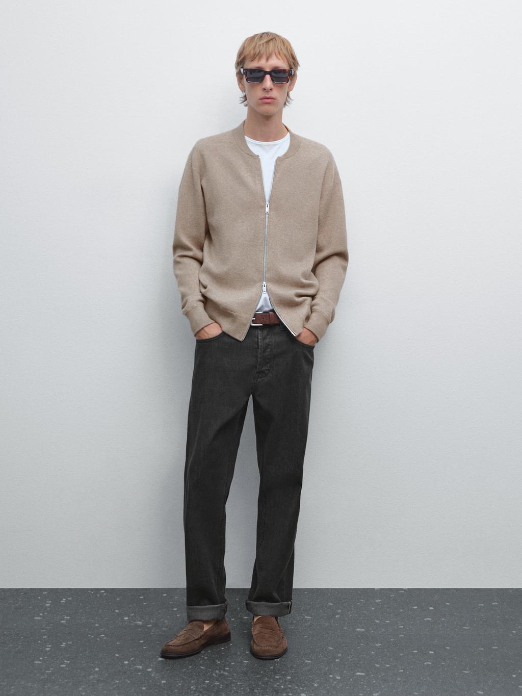 Bomber-style knit cardigan