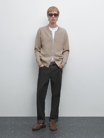 Bomber-style knit cardigan