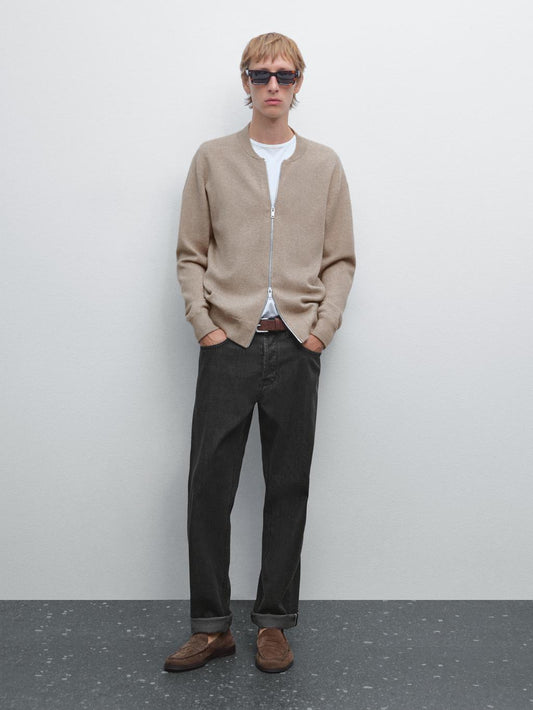 Bomber-style knit cardigan