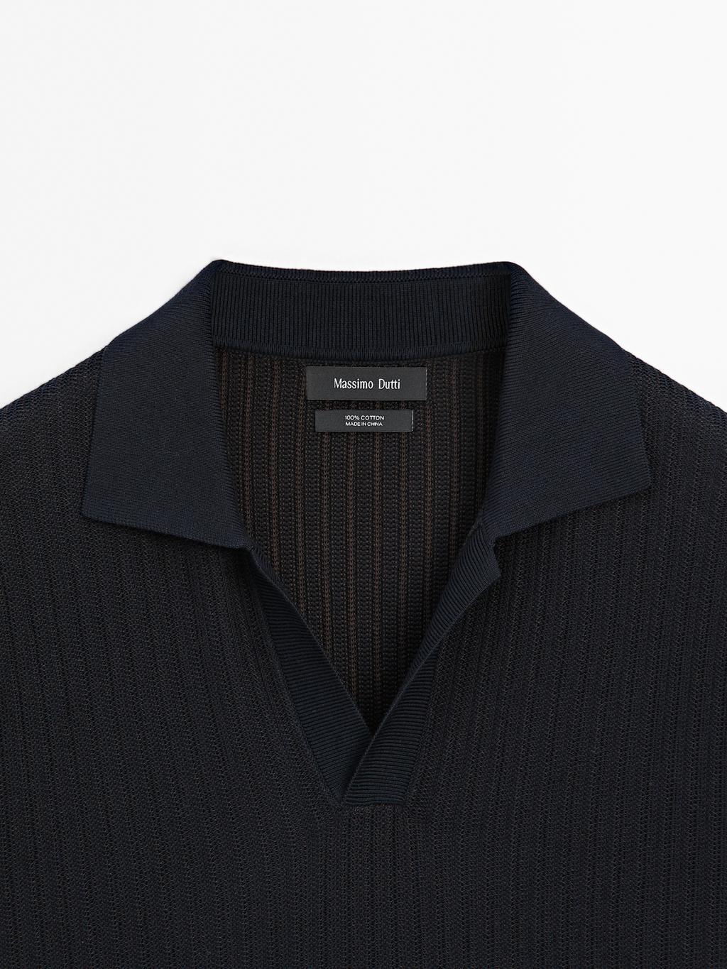 Short sleeve jacquard knit polo shirt