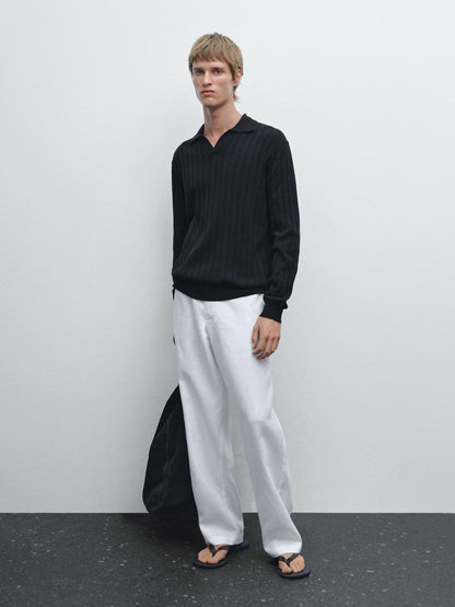 Long sleeve polo sweater