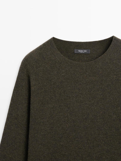 Seamless wool blend knit sweater