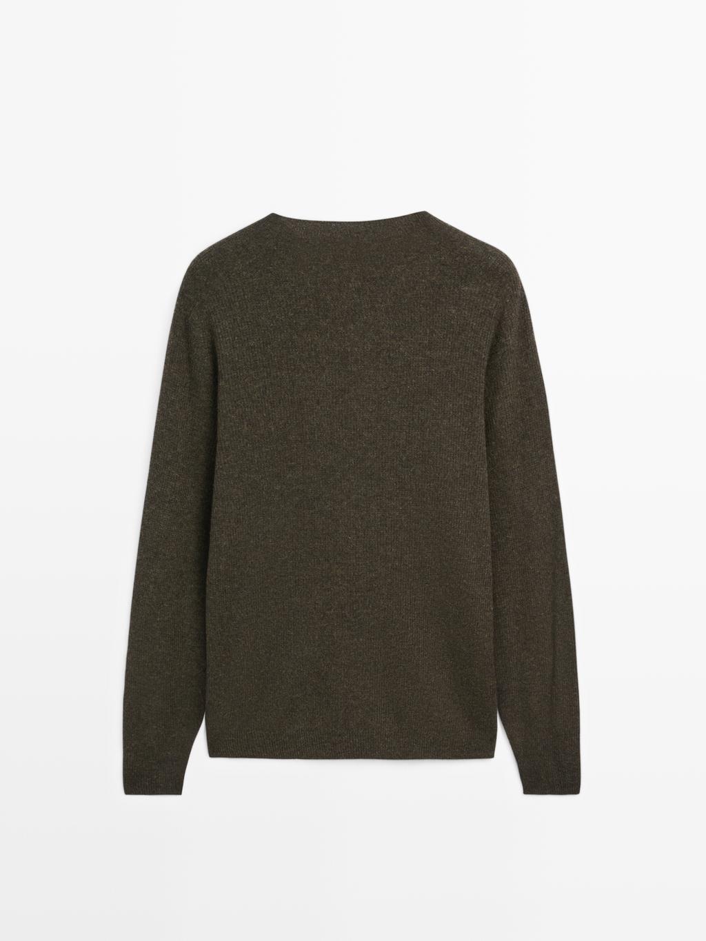 Seamless wool blend knit sweater