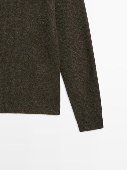 Seamless wool blend knit sweater