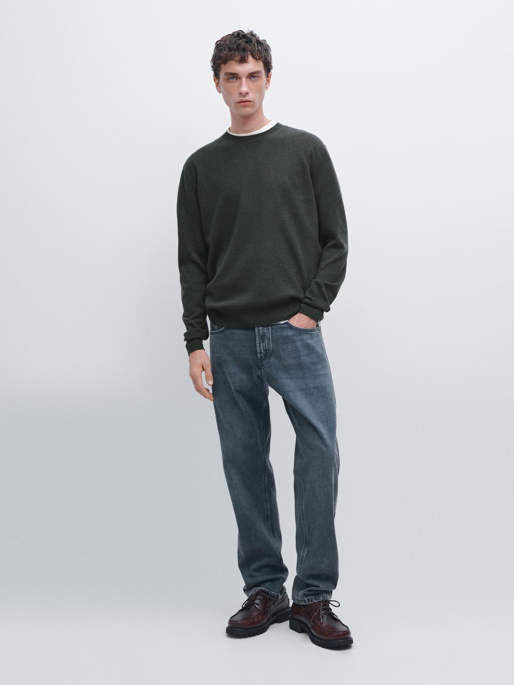 Wool blend crew neck sweater