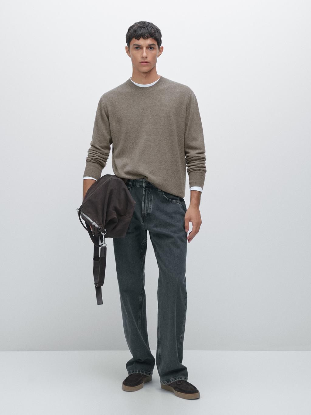 Wool blend crew neck sweater
