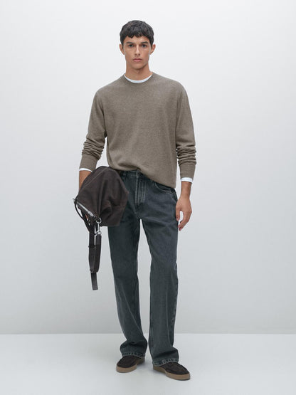 Wool blend crew neck sweater
