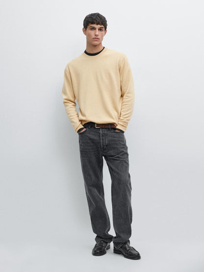 Wool blend crew neck sweater