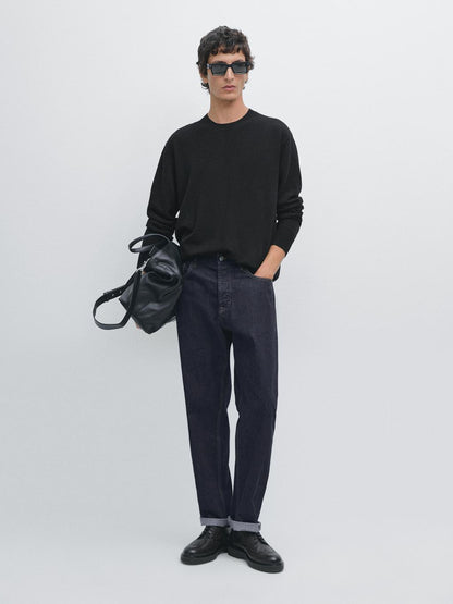 Wool blend crew neck sweater